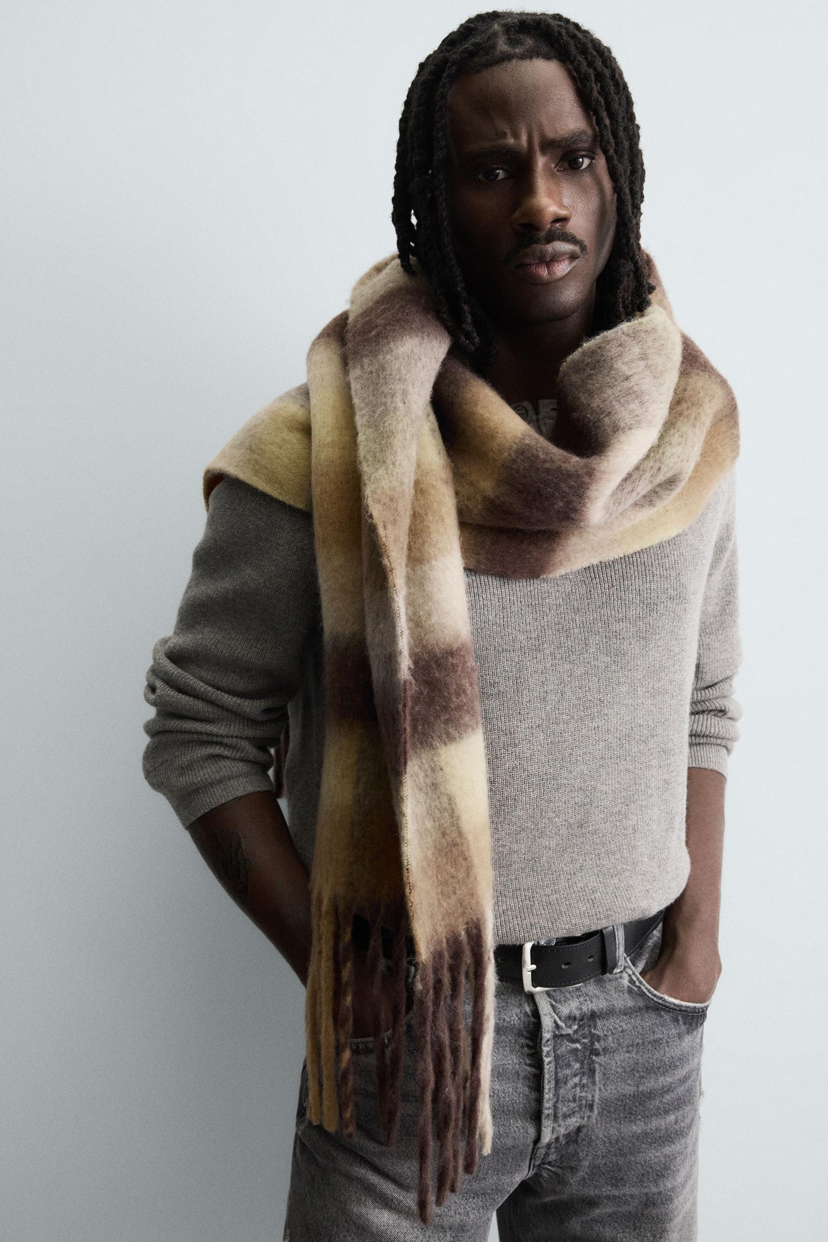 BRUSHED CHECK SCARF - Image 1