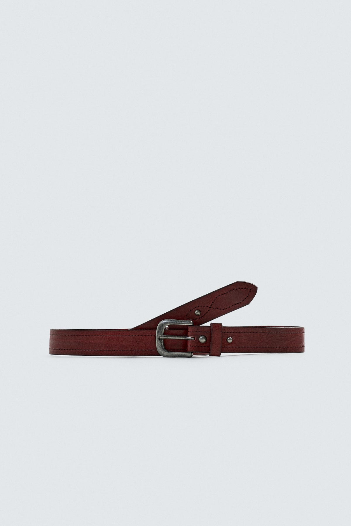 VINTAGE-EFFECT LEATHER BELT - Image 2