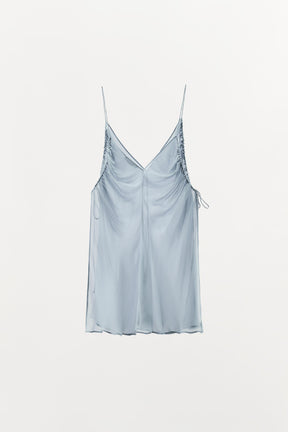 Drapiertes, halbtransparentes Oberteil