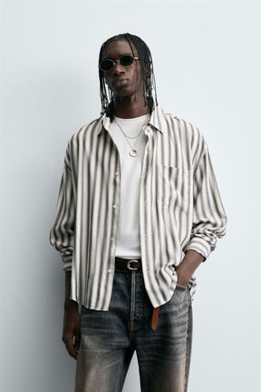 STRIPED COTTON-VISCOSE SHIRT - Image 2