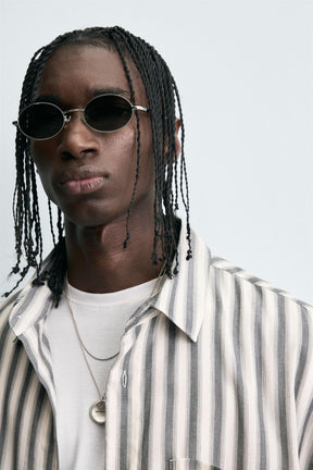 STRIPED COTTON-VISCOSE SHIRT - Image 6