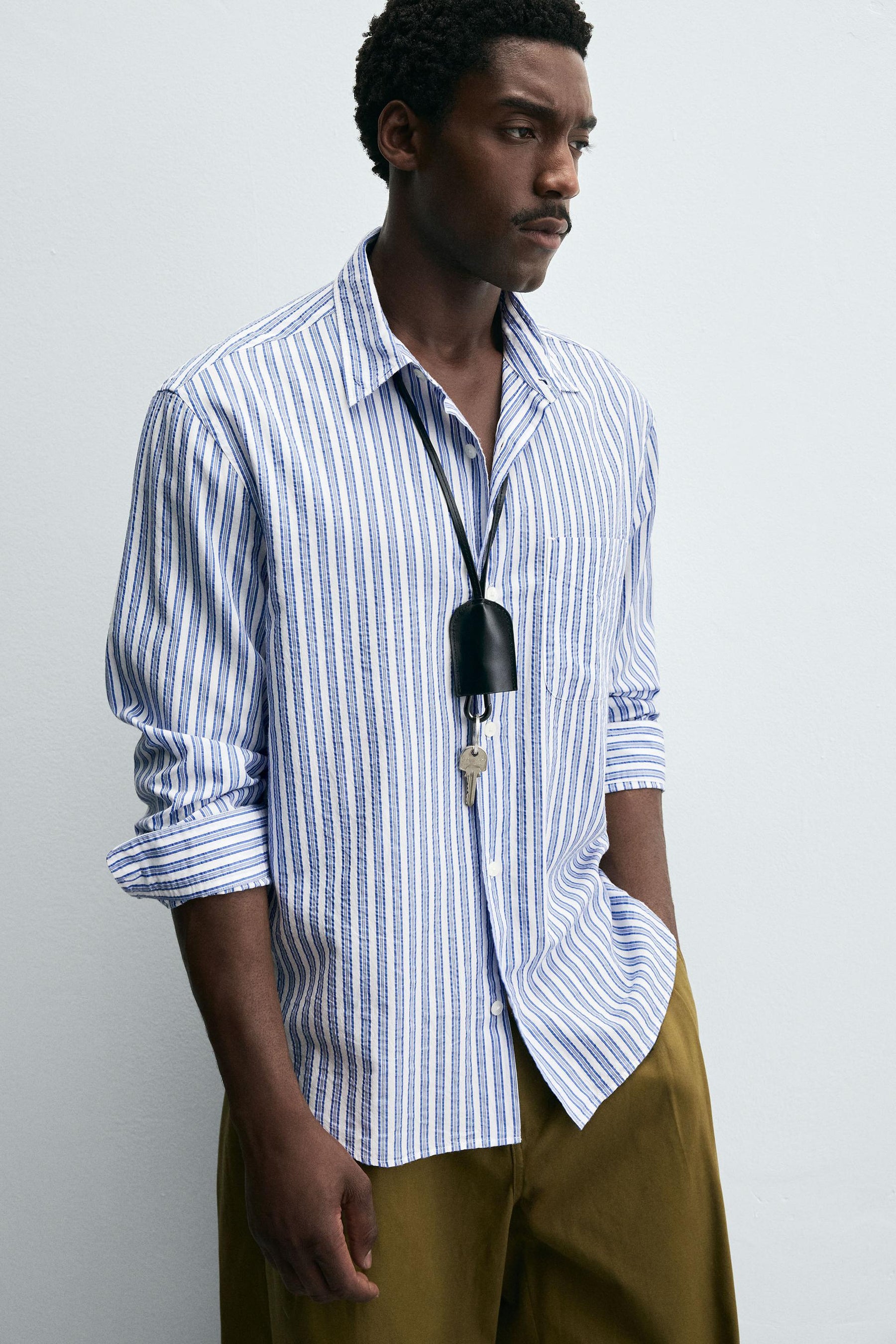 CREASED-EFFECT STRIPED SHIRT - Image 6