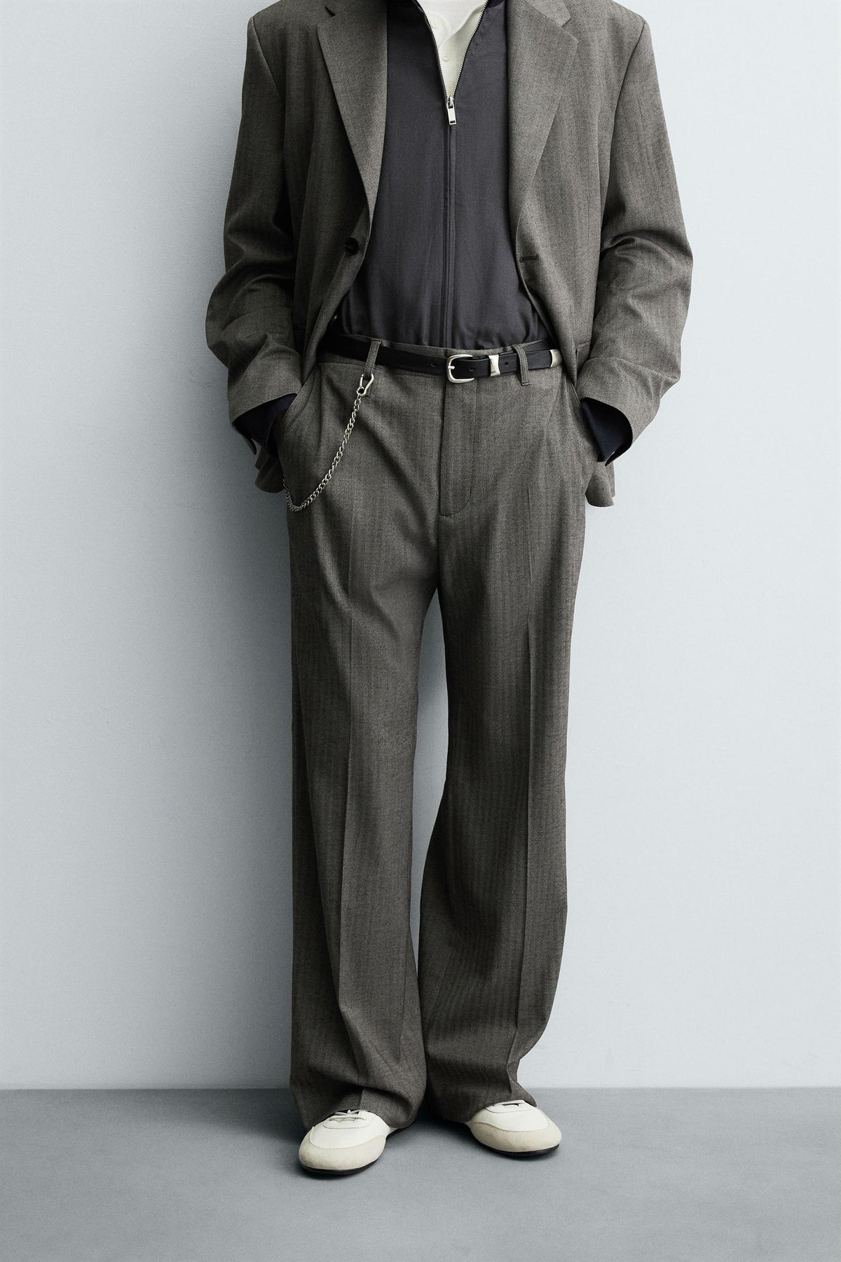 HERRINGBONE FLARE FIT TROUSERS - Image 2