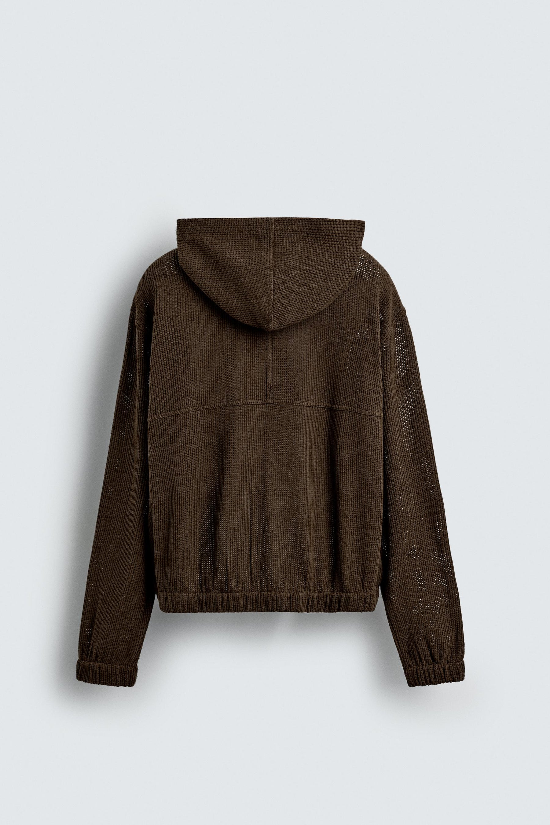 HOODED KNIT TEXTURED OVERSHIRT - Image 7