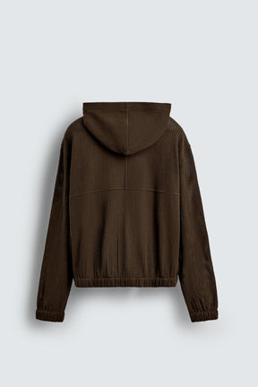 HOODED KNIT TEXTURED OVERSHIRT - Image 7