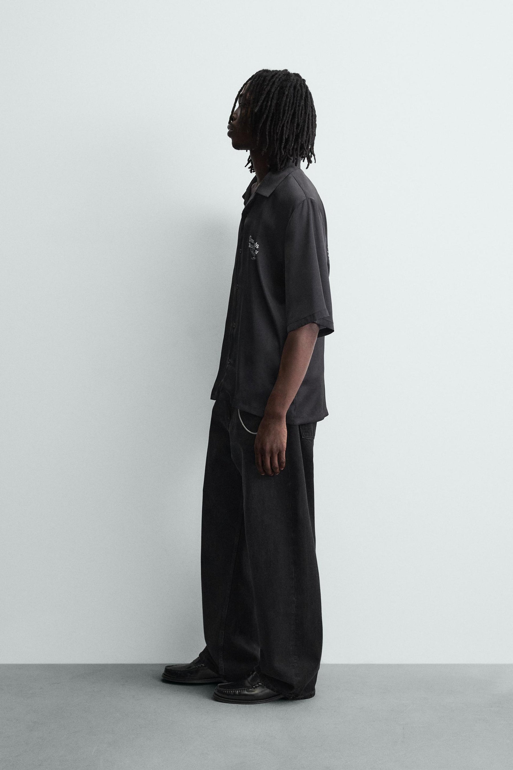 CONTRAST PRINT FLOWING SHIRT - Image 4