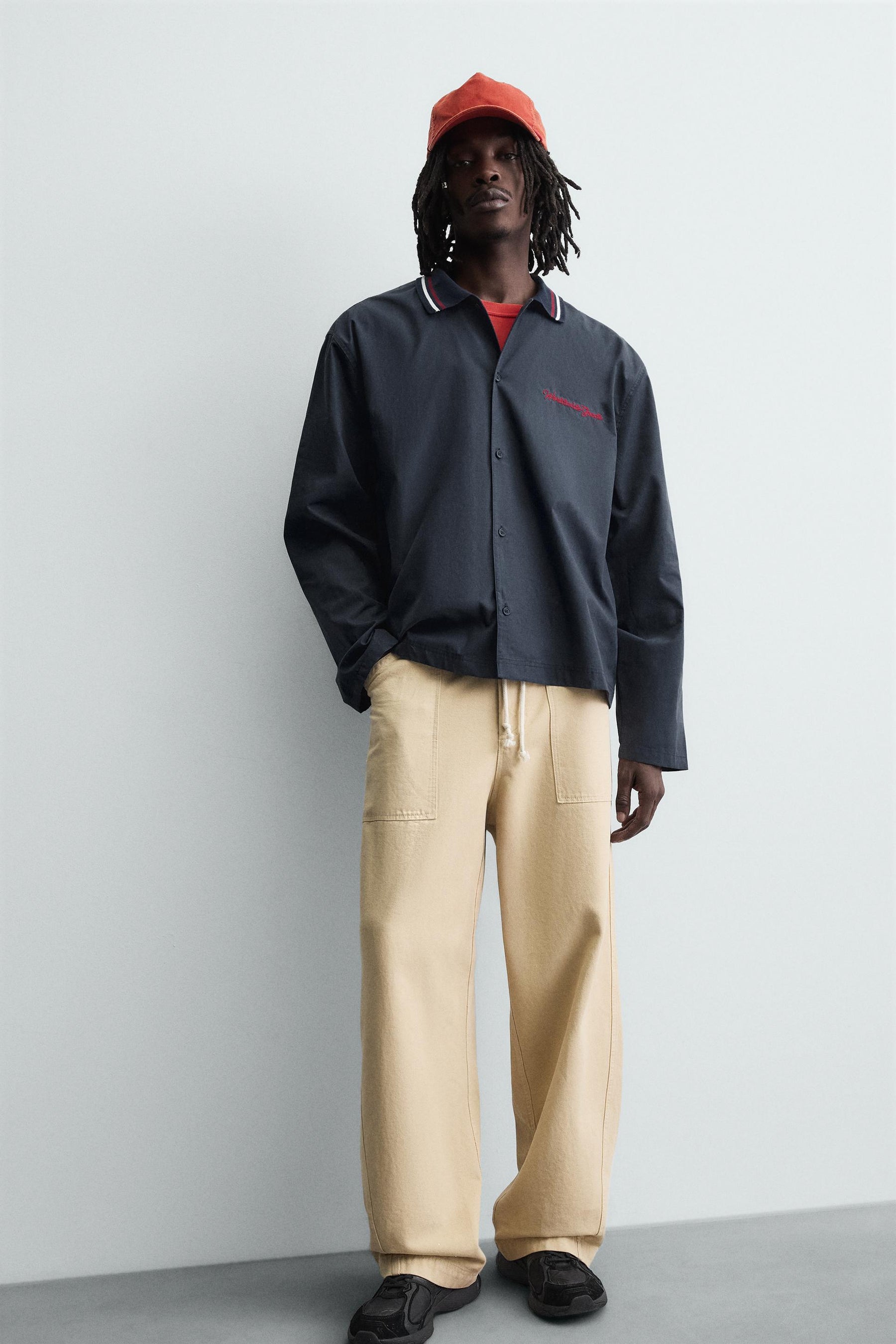 EMBROIDERED RIBBED COLLAR SHIRT - Image 5