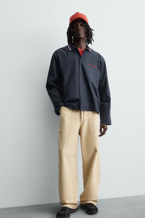 EMBROIDERED RIBBED COLLAR SHIRT - Image 5