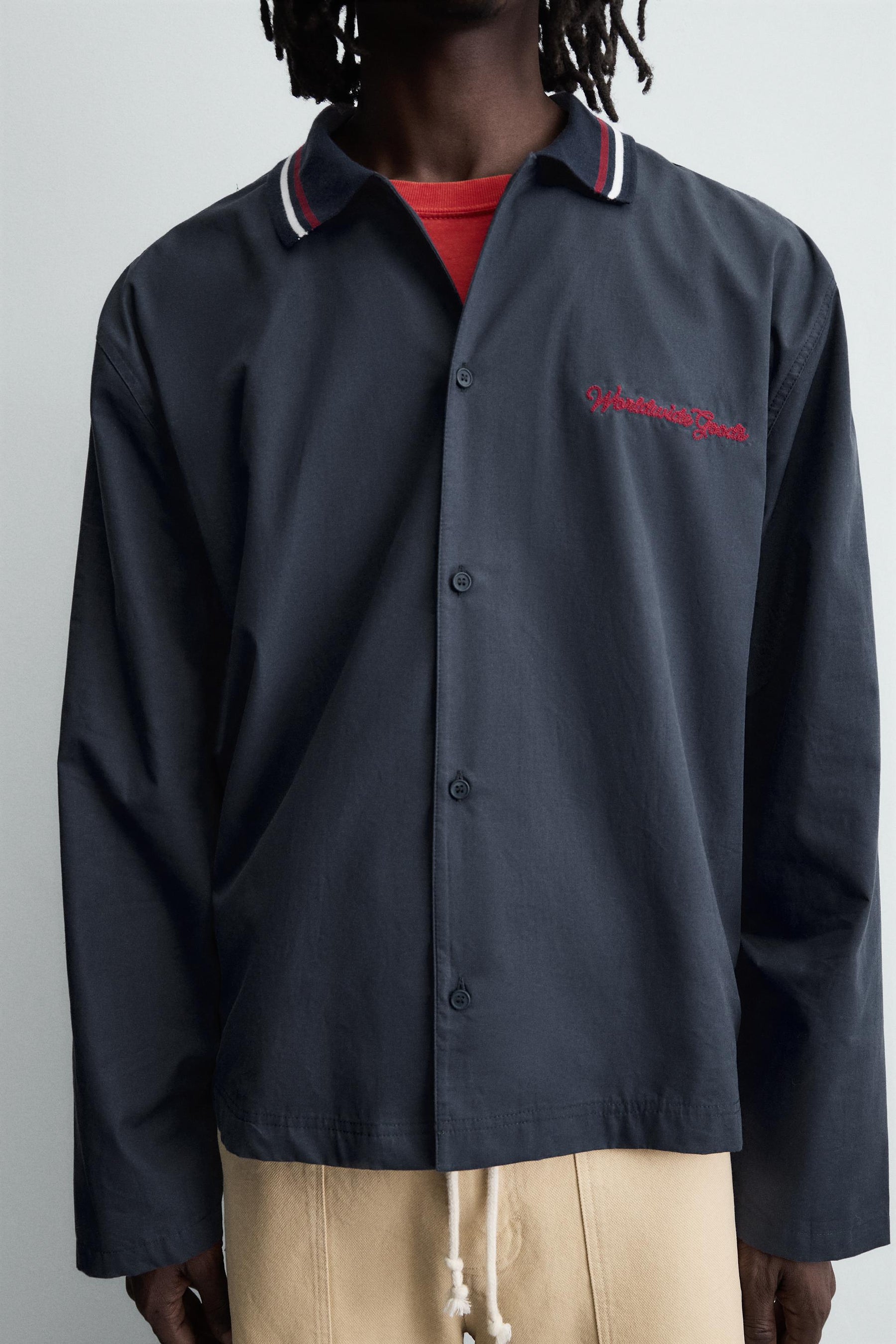 EMBROIDERED RIBBED COLLAR SHIRT - Image 6