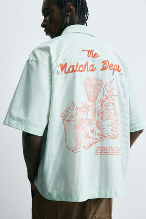 STRIPED SHIRT WITH CONTRAST SLOGAN - Image 8