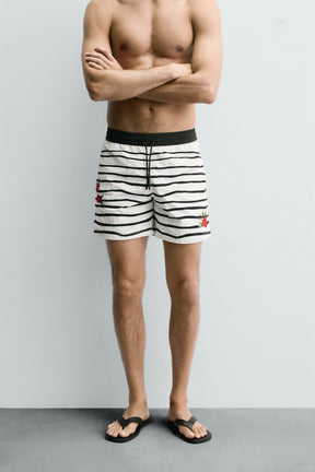 Printed Mid-Length Swimming Trunks - Image 2