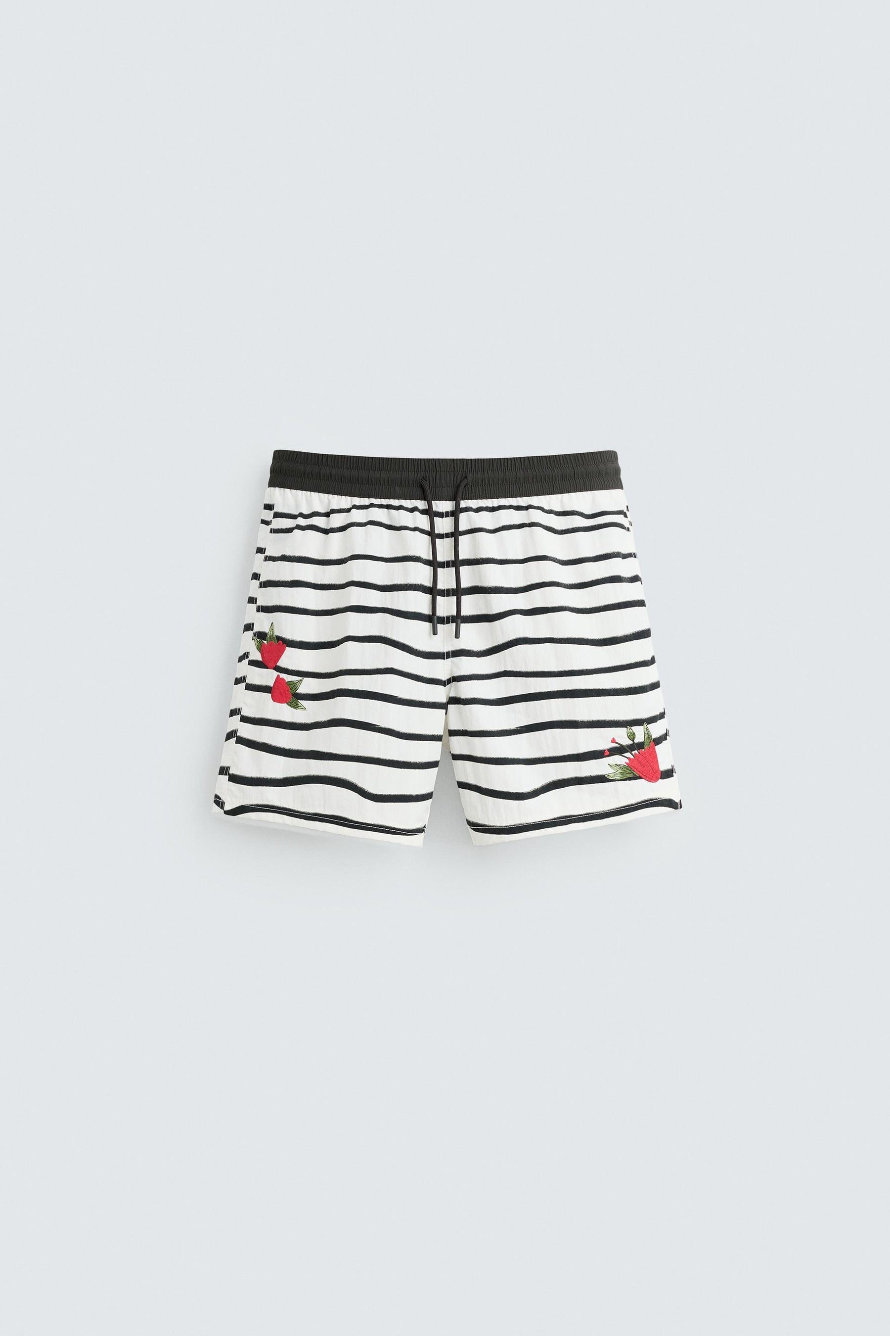 Printed Mid-Length Swimming Trunks - Image 6