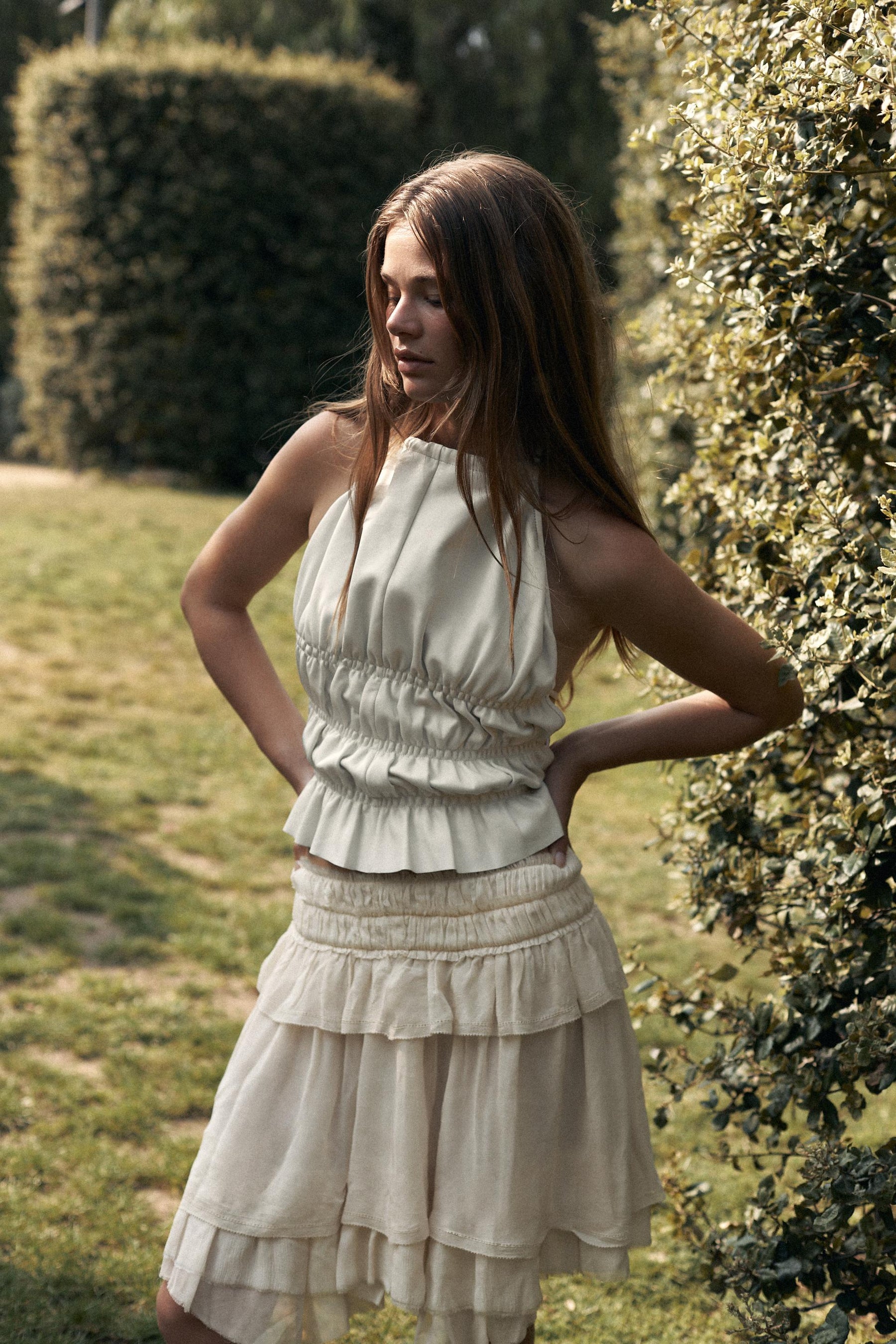 Neckholder-Top aus 100 % Leder