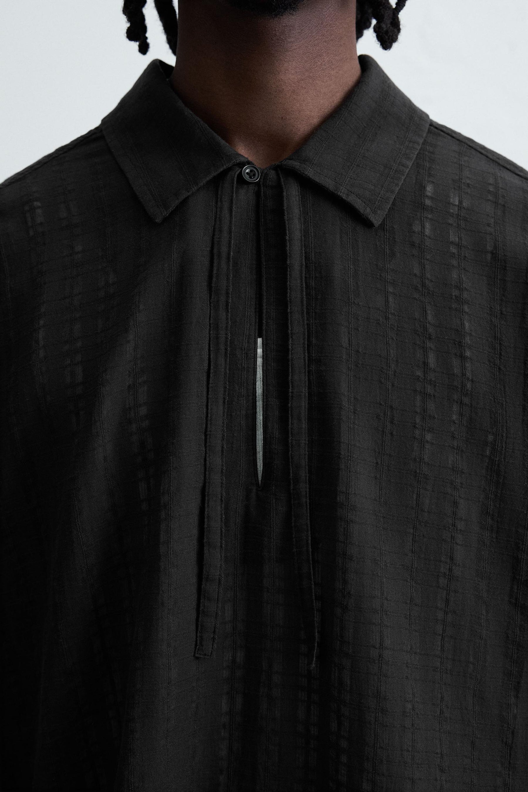 TEXTURED SEMI-SHEER POLO SHIRT - Image 6