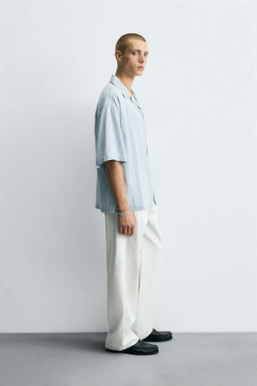 STRIPED JACQUARD WASHED SHIRT - Image 4