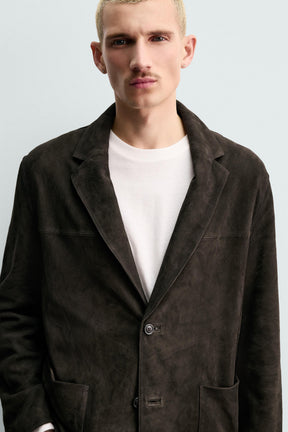 Blazer aus Wildlederimitat