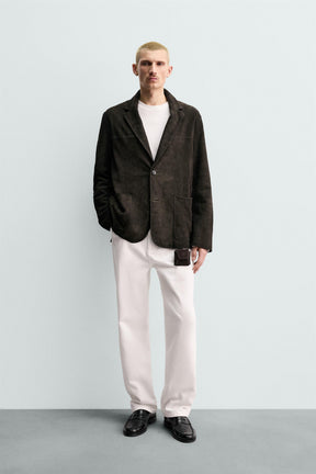 Blazer aus Wildlederimitat