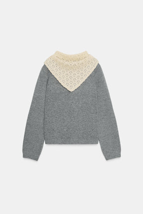 Pullover mit kontrastierendem Taschentuchmuster