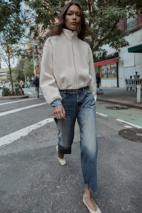 Bouclé-Jacke mit Stehkragen