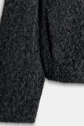 SHORT BOUCLÉ COAT WITH SCARF - Image 9