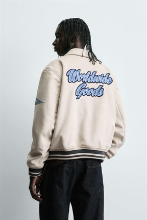 FAUX SUEDE JACKET WITH PATCH AND EMBROIDERY DETAIL - Image 3