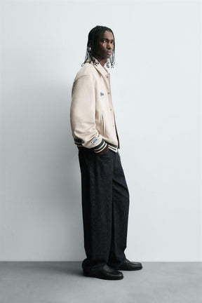 FAUX SUEDE JACKET WITH PATCH AND EMBROIDERY DETAIL - Image 4