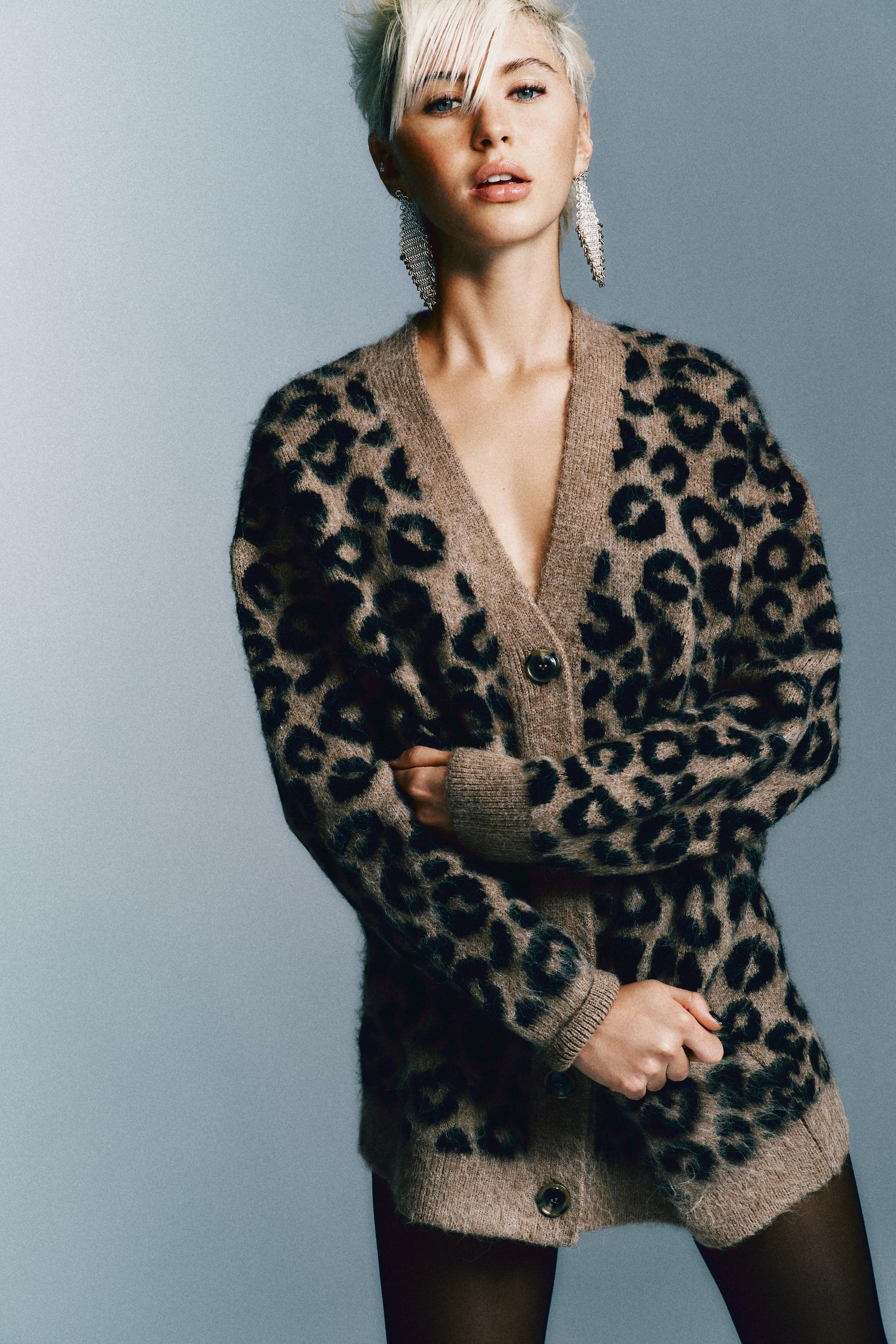 Cardigan mit Tierjacquardmuster