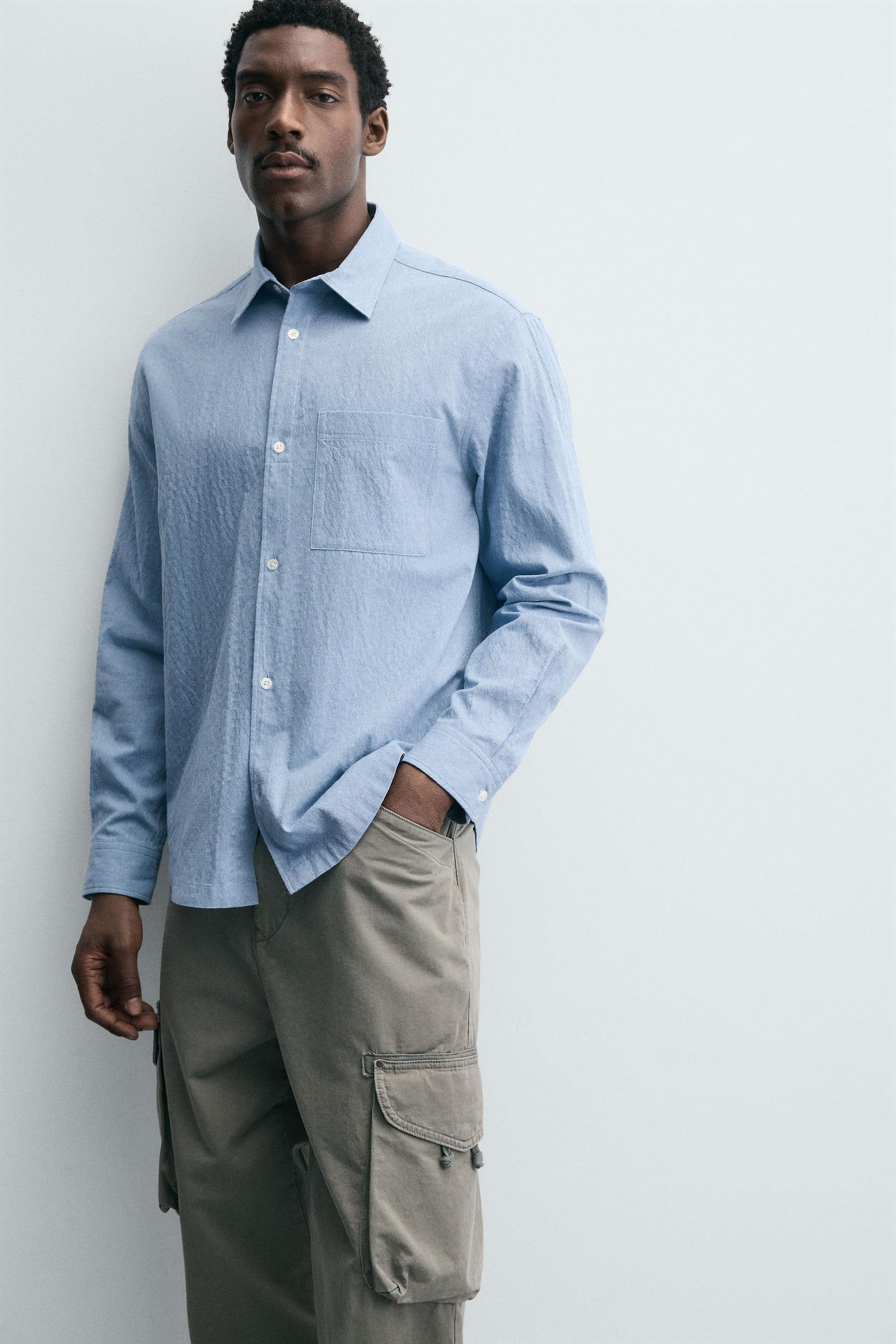 TEXTURED SHIRT WITH POCKET - Image 5