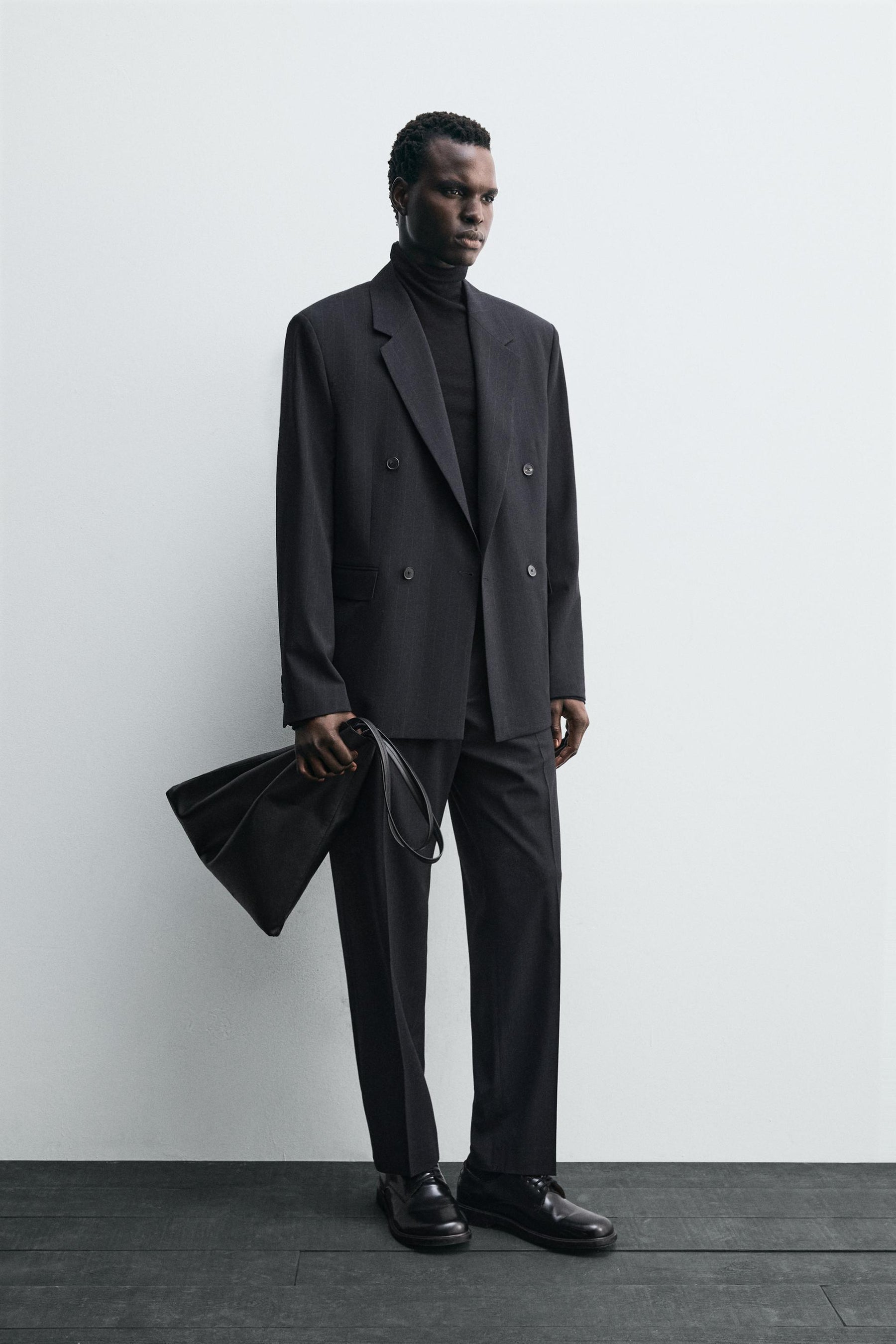 DOUBLE-BREASTED PINSTRIPE SUIT BLAZER - Image 1