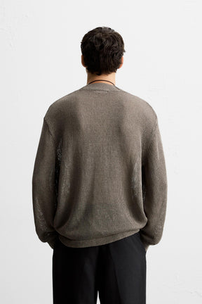 OPEN-KNIT TEXTURED CARDIGAN - Image 3