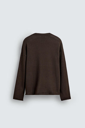 TEXTURED TURN-UP TRIM SWEATER - Image 6