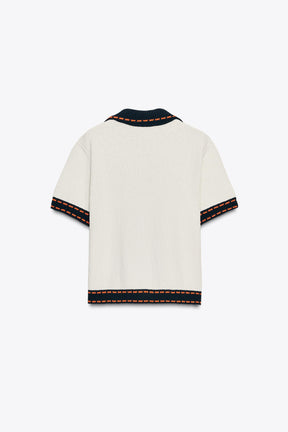 STITCHED KNIT CARDIGAN WITH SHORT SLEEVES - Image 6