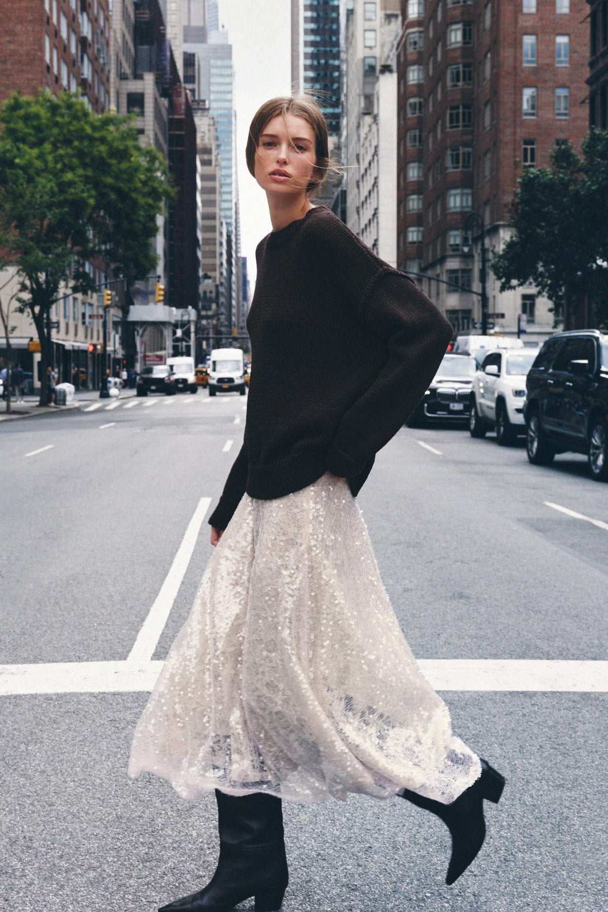 Strickpullover mit Nähten