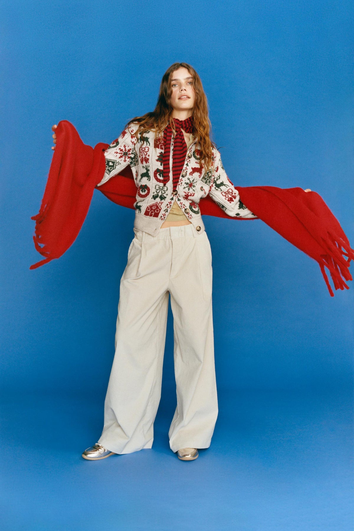 Jacquard-Weihnachtsstrickjacke