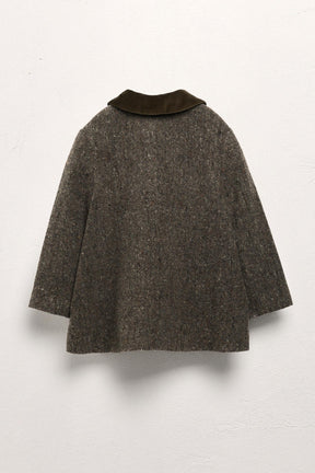 Velvet Peter Pan Wool Coat - Image 1