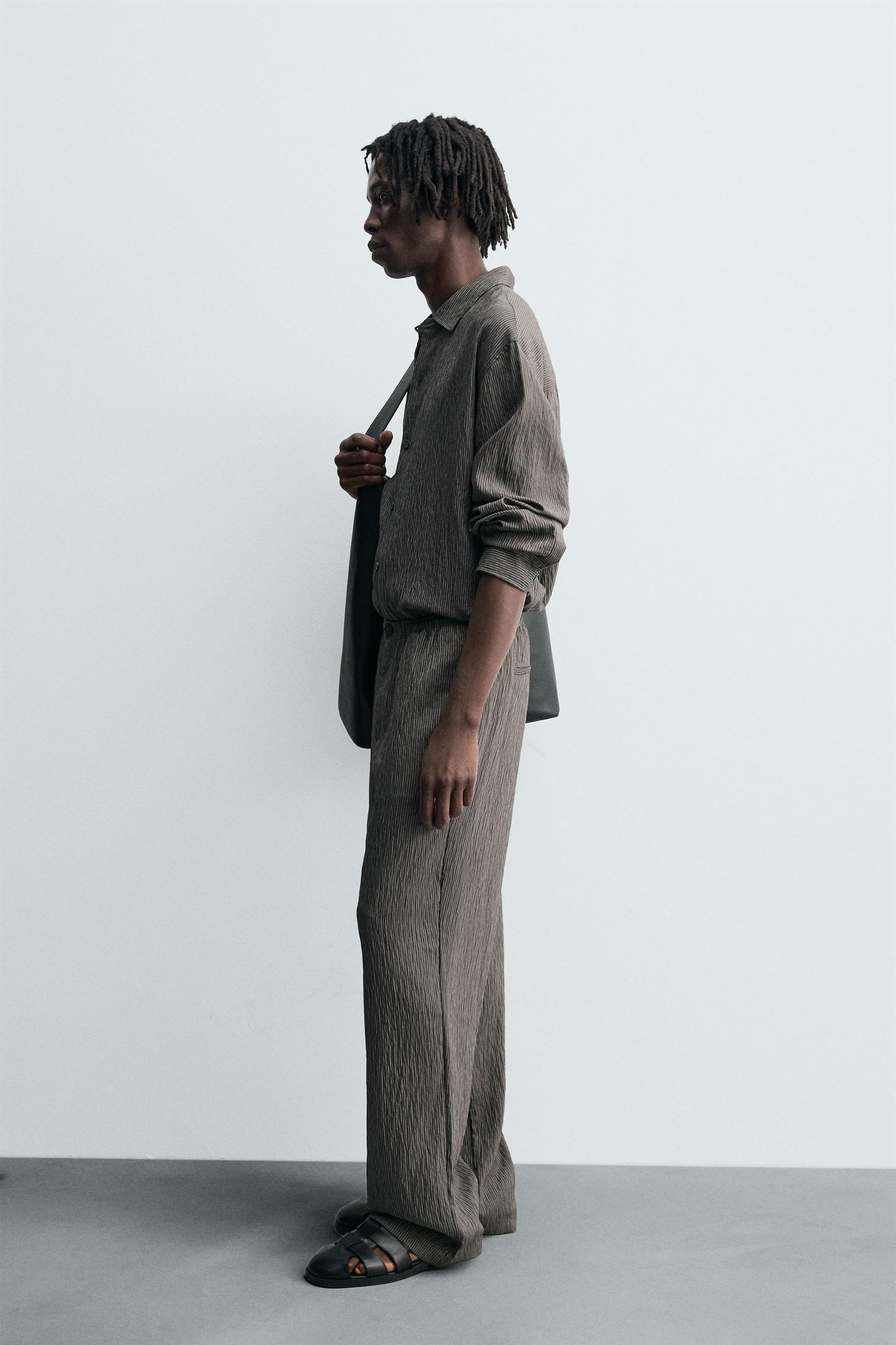 STRIPED FLOWING CREASED-EFFECT SHIRT - Image 4