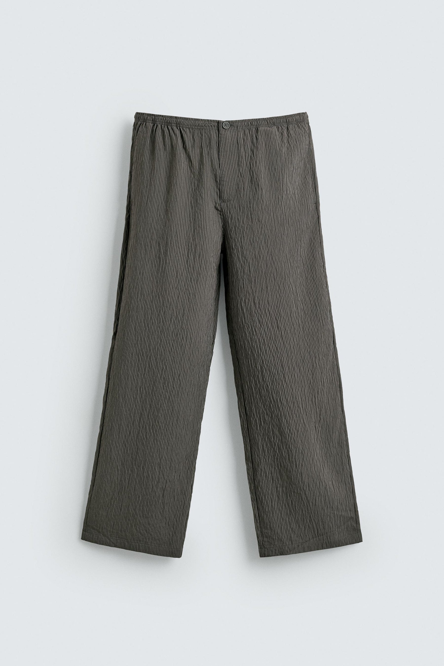 STRIPED WRINKLED-EFFECT FLOWING TROUSERS - Image 6