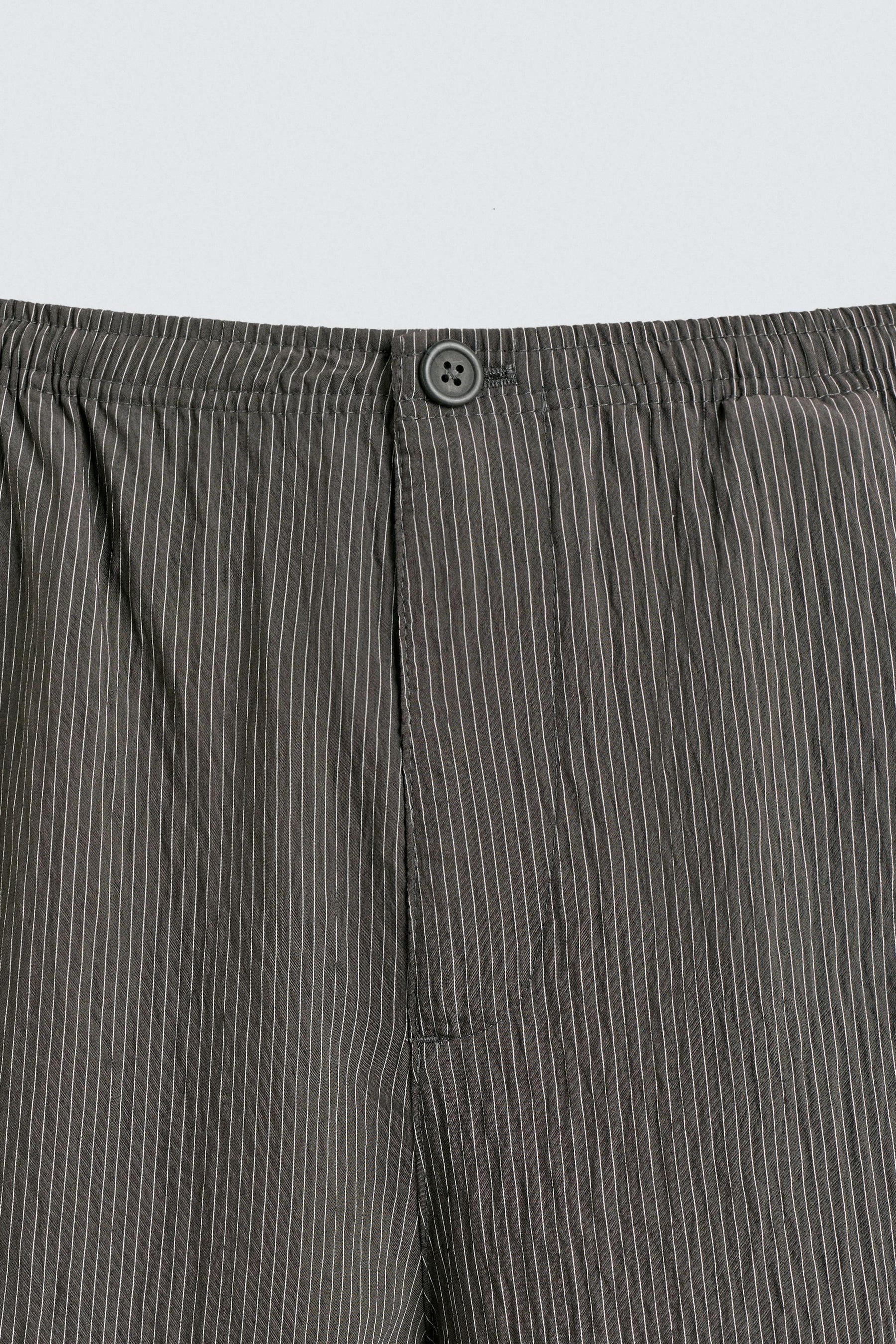 STRIPED WRINKLED-EFFECT FLOWING TROUSERS - Image 8
