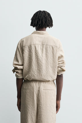 STRIPED FLOWING CREASED-EFFECT SHIRT - Image 3