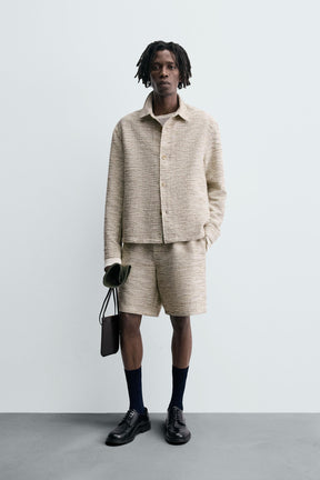 CONTRAST TEXTURED OVERSHIRT - Image 1