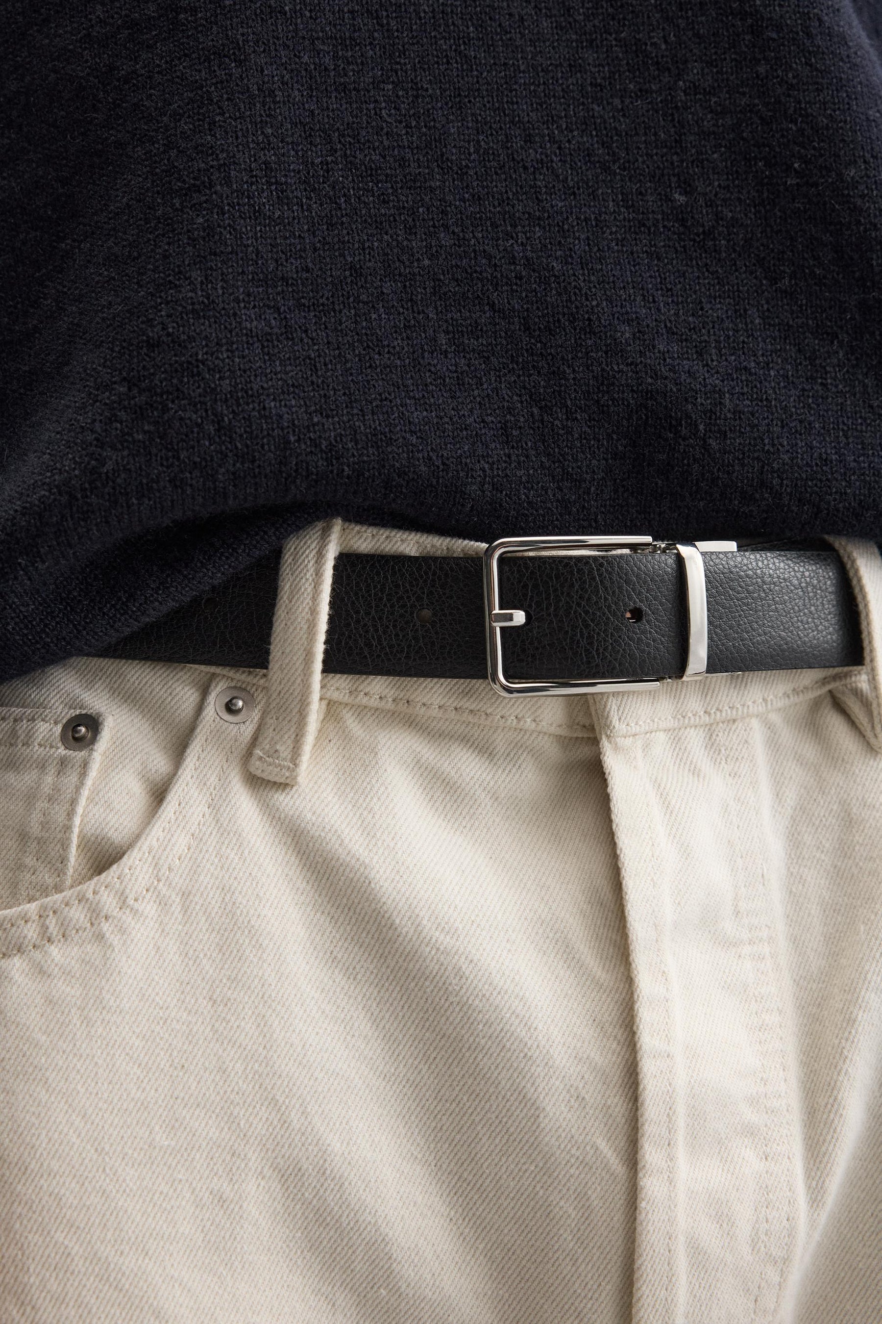 CONTRAST REVERSIBLE LEATHER BELT - Image 2