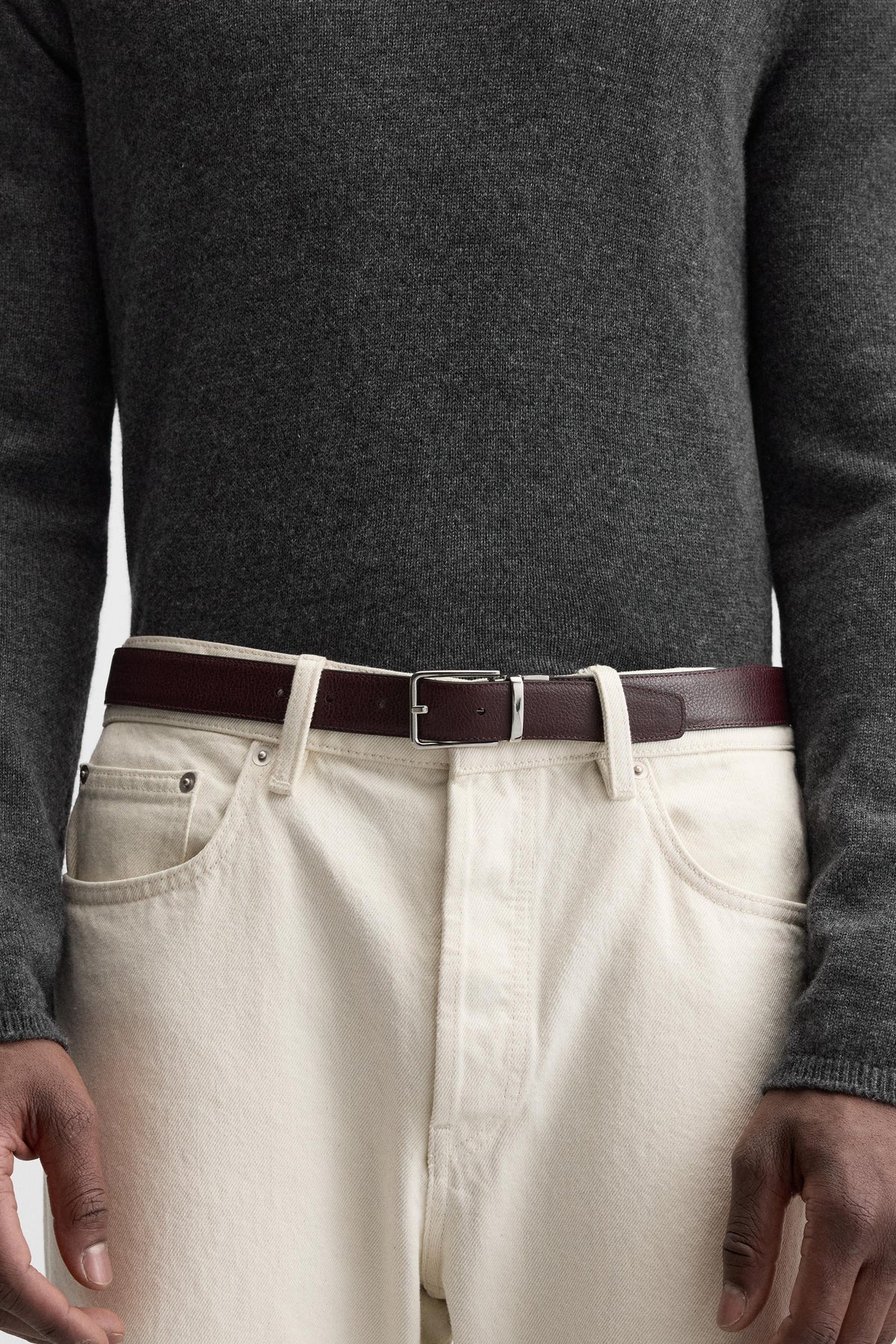 CONTRAST REVERSIBLE LEATHER BELT - Image 2