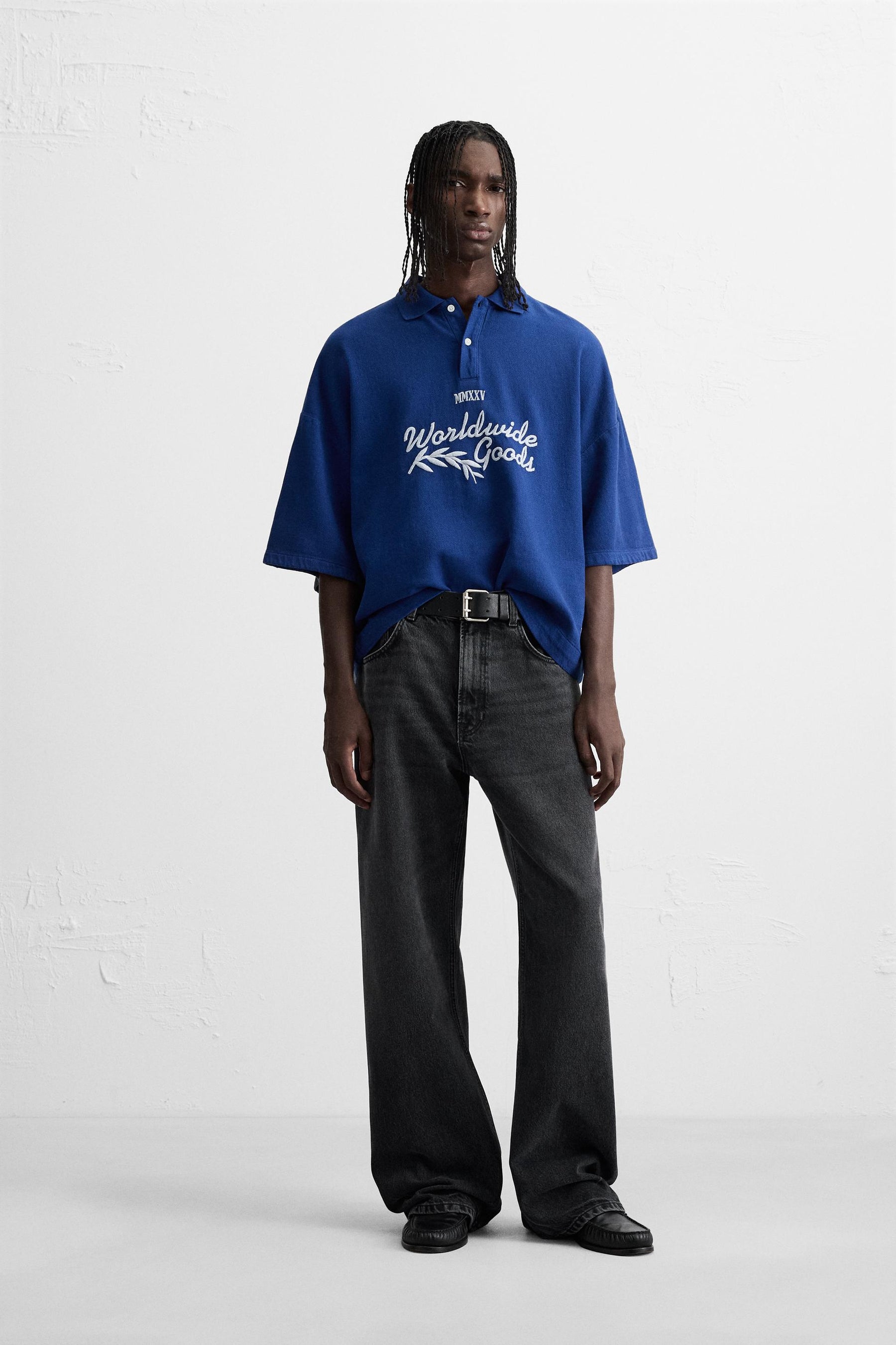 EMBROIDERED TEXT POLO SHIRT - Image 1