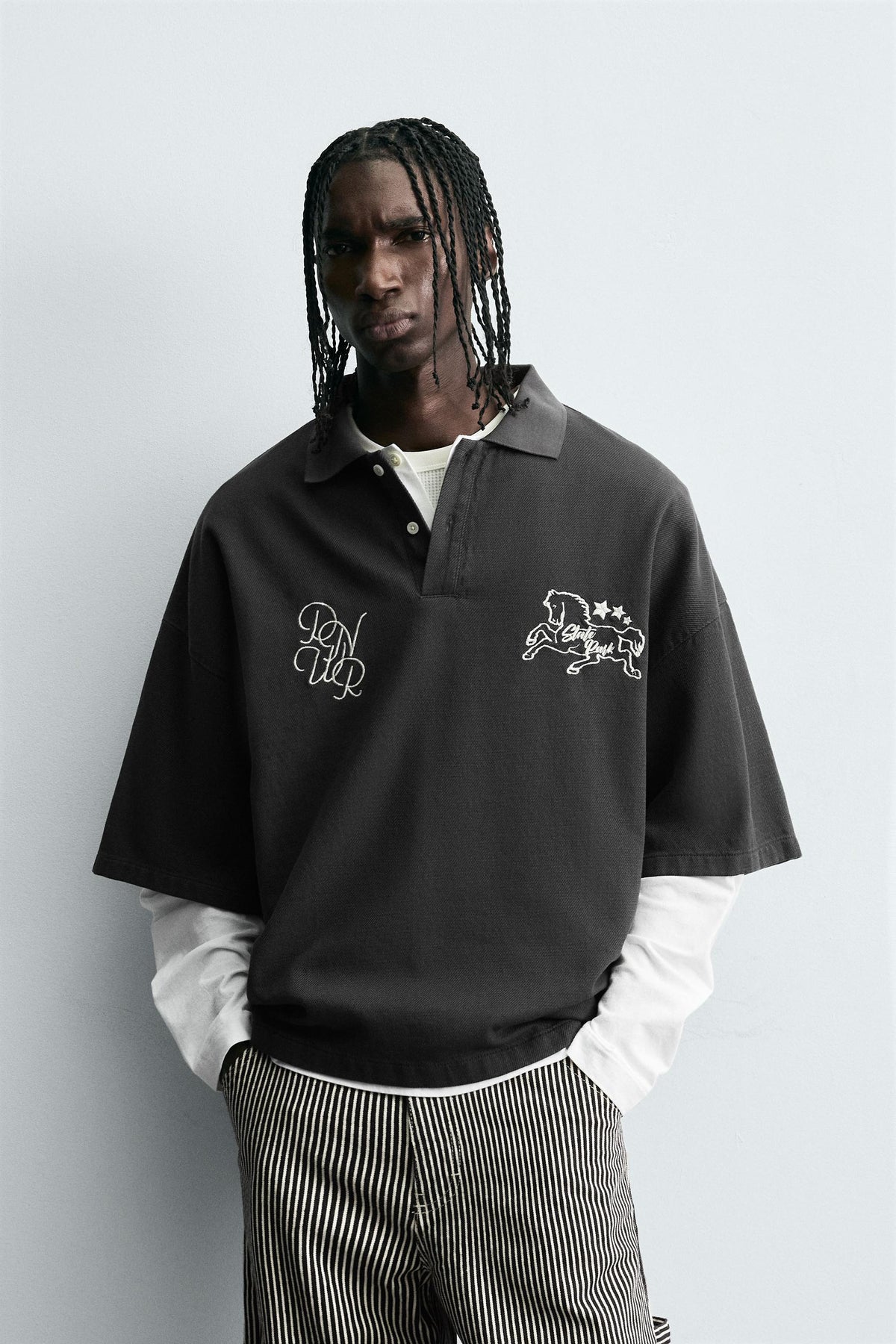 BOXY FIT EMBROIDERED POLO SHIRT - Image 2