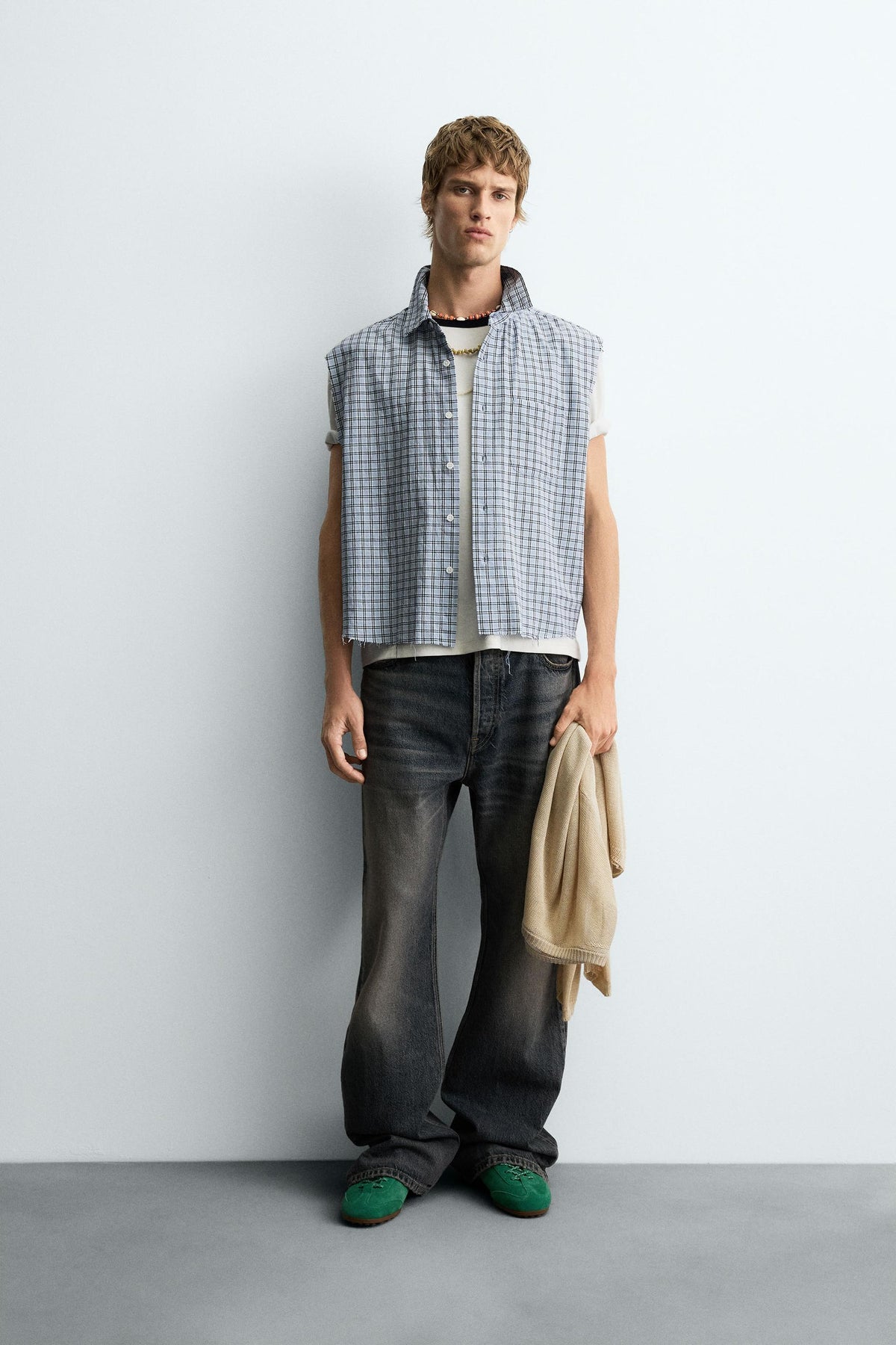 CROPPED FIT CHECK SHIRT - Image 1