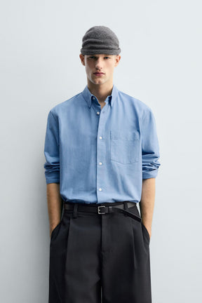 TEXTURED OXFORD SHIRT WITH POCKET - Image 2