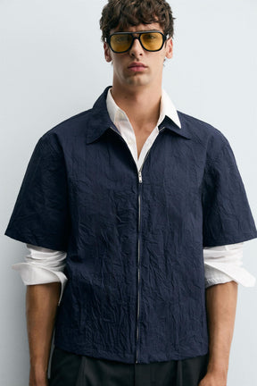 CREASED-EFFECT ZIP-UP SHIRT - Image 5