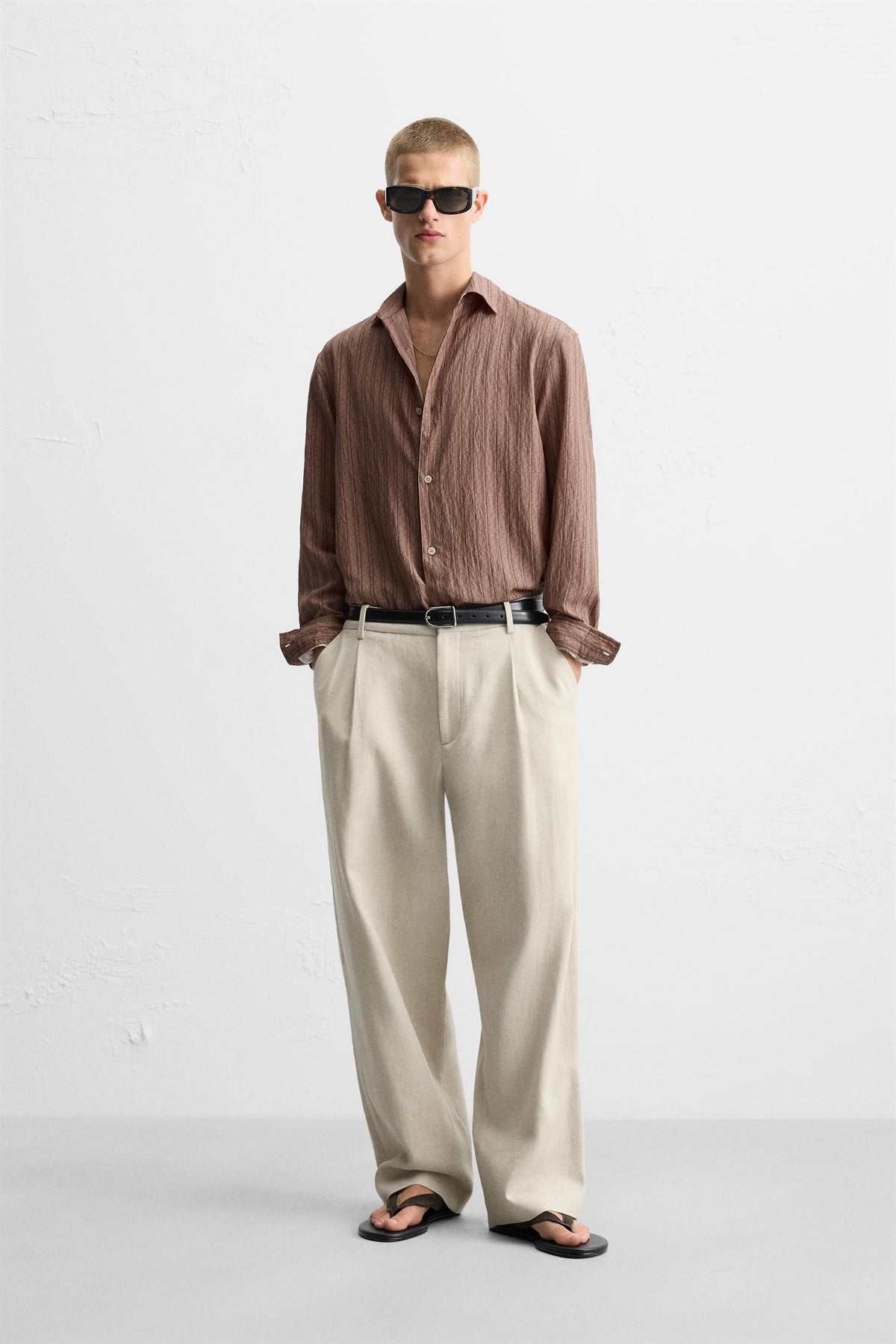 STRIPED FLOWING SHIRT - Image 1