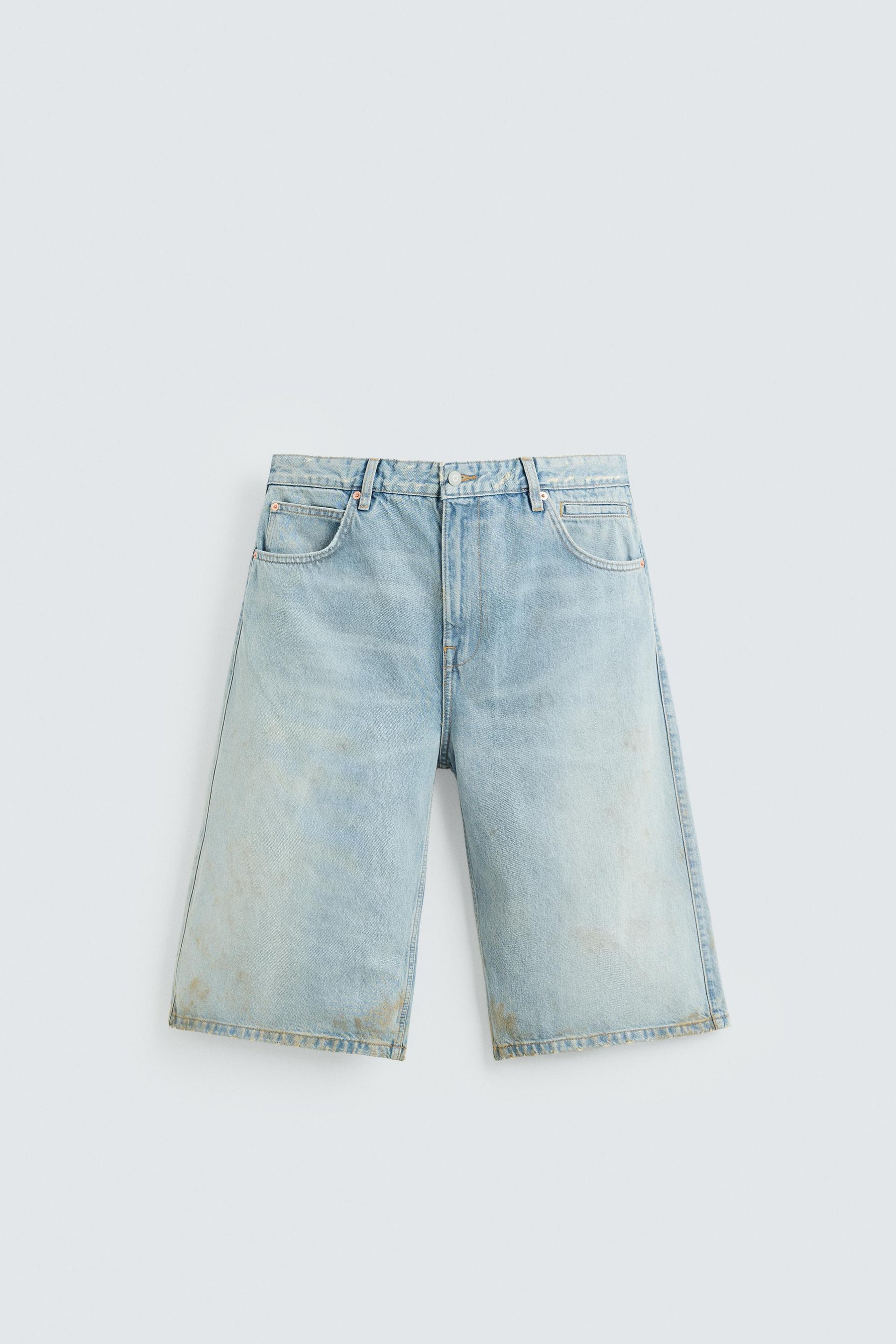 VINTAGE EFFECT BAGGY FIT DENIM BERMUDA SHORTS - Image 6