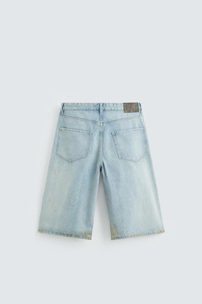 VINTAGE EFFECT BAGGY FIT DENIM BERMUDA SHORTS - Image 7